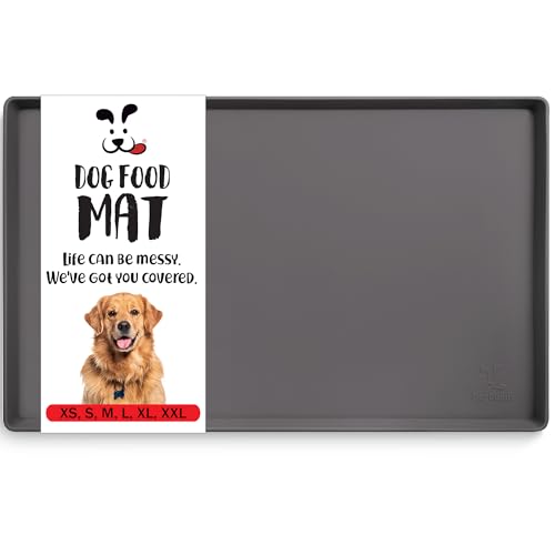 Dog Food Mat Waterproof Dog Bowl Mat for Food and Water (Large: 24" x 16" / Shadow)