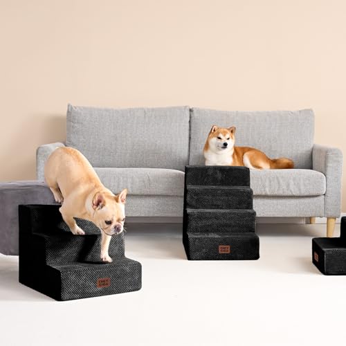 Dog Stairs for Small Dogs 13.5" H (Black / Standard 15" x 18" x 13.5")