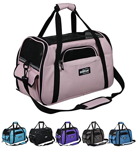 Soft Sided Pet Carrier for Cats & Small Dogs (21.0"L x 12.0"W x 13.0"H / Pink)