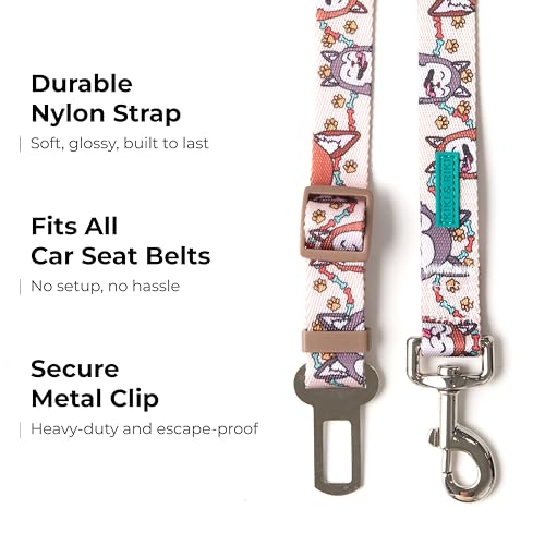 Dog Car Seat Belt (Beige (Funny Pups))