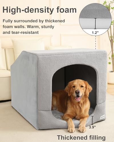 Indoor Dog House Extra Large Sized Dog Tent with Cave Bed 42x30ins (XX-Large (42"L x 30"W x 30"Th))