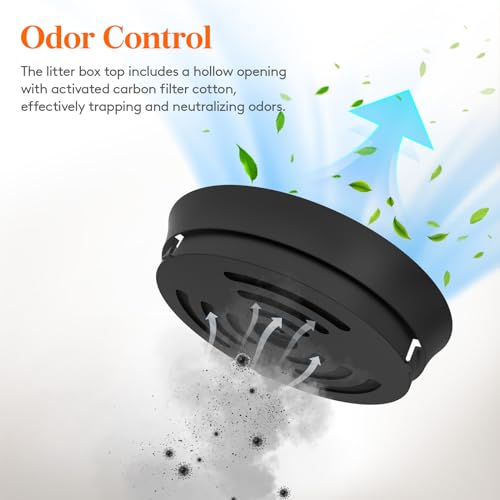 Hidden Plant Cat Litter Box with Plastic Scoop (Black)