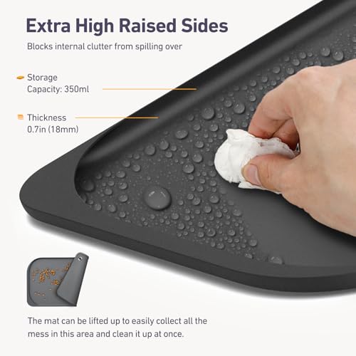Silicone Pet Feeding Mat with Metal Ring (Gray / 23"L x 23"W)