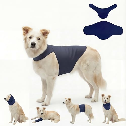 Dog & Cat Surgery Recovery Suit and Anxiety Wrap (L / Dark Blue)