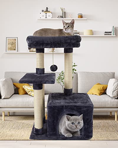 Cute Cat Tree Kitten Cat Tower Condo Cat Furniture Sisal Scratching Posts D (Smokygrey)