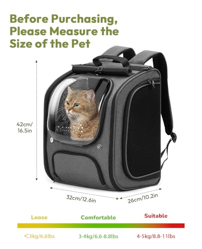 Cat Backpack Carrier (Gray / 12.6"L x 10.2"W x 16.5"H)
