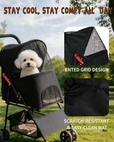 Pet Stroller for Small Dogs Cats (BLACK)