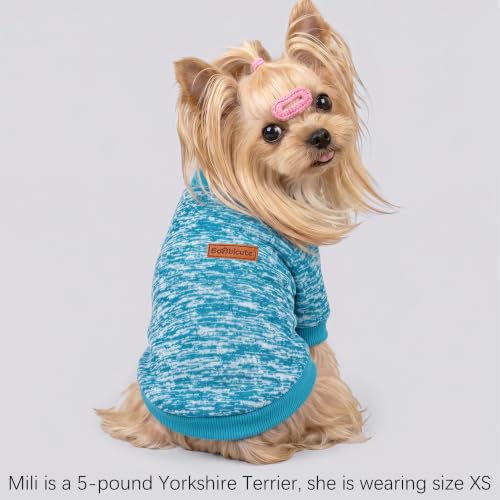 1 Pack Dog Sweater for Small Dogs Girl Boy Winter Fleece Clothes Warm Soft Dog Sweatshirt Outfit for Dogs Cats Pet Apparel (Light Blue / M (Back: 13.7", Chest: 17.7", 10-14 lbs))
