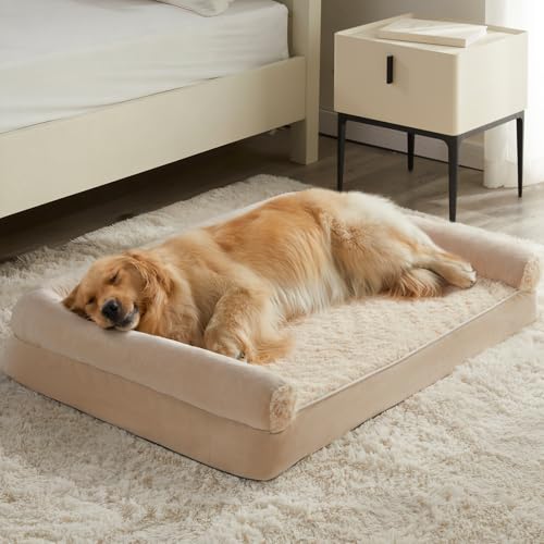 Orthopedic Washable XXL Dog Bed for Senior Dog Cozy Sleep (54"l x 36"w x 7"th / Beige)