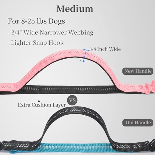 Hands Free Dog Leash with Zipper Pouch (Baby Pink / Medium)