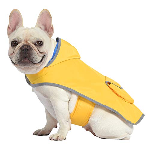 2-in-1 Reversible Dog Raincoat Hooded Poncho Rain Jacket YLW Duck M (Medium / Ducks / Yellow)