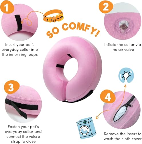 Inflatable Dog Cone Collar Alternative After Surgery XXLarge (Pink / XX-Large[Neck:21"-23"])