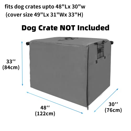 Dog Crate Cover 48 Inch Waterproof 600D Oxford with 1 (48.0"L x 30.0"W x 33.0"H / Gray Cover(only Cover))