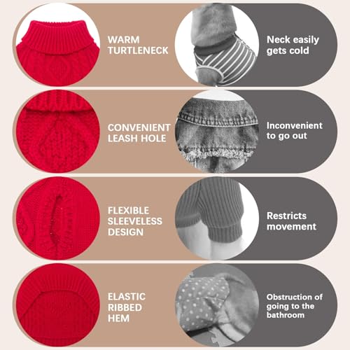 Dog Sweater for Small Medium Dogs (Red / Small/Medium)