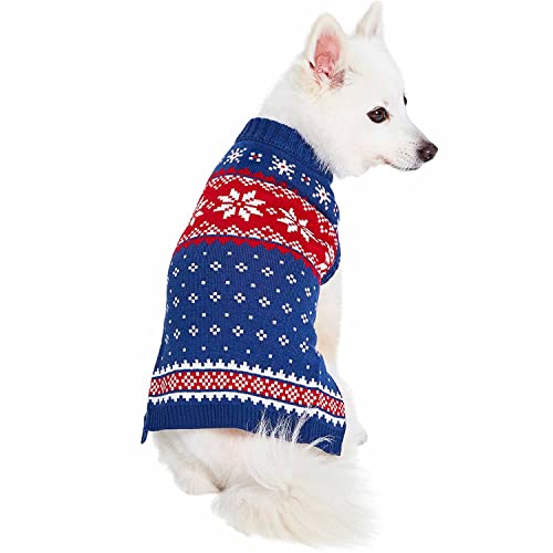 Christmas Snowflake Dog Sweater in Navy Blue (16 inch (Pack of 1) / Snowflake - Navy Blue)