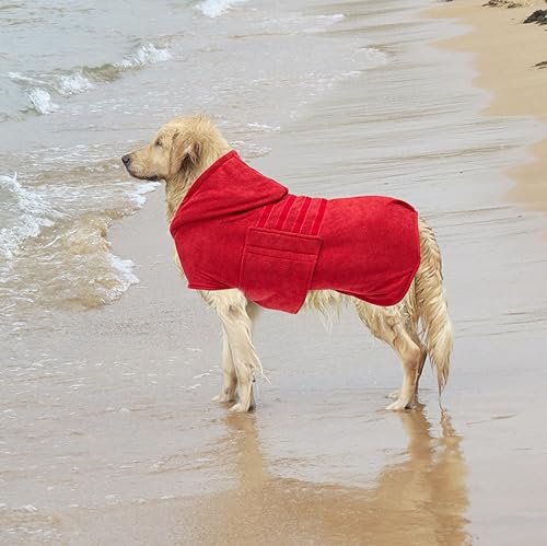 Dog Drying Coats with Hood (Medium / Red(Hood))