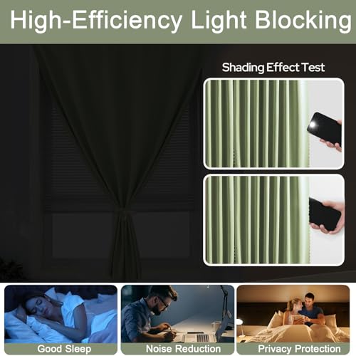 Self Adhesive Curtains (71"W x 72"L (Pack of 1) / Sage Green)