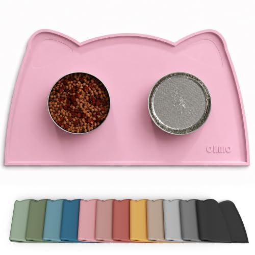 Cat Food Mat Silicone Pet Feeding Mat (20"L x 12"W / Pink)