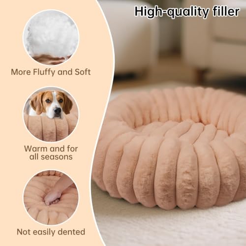 Donut Dog Beds Large Sized Dog Washable Plush Pet Bed (Brown / XL(36*36*10))