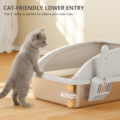 Stainless Steel Cat Litter Box with Lid (Grey)