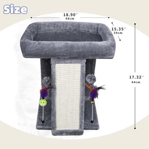 Cat Tree Tower with Cat Scratching Post for Indoor Cats (Grey)