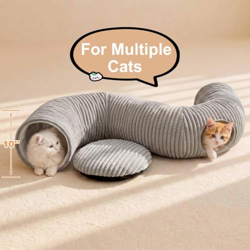 Cat Tunnel Bed for Indoor Cats (Grey / Medium)