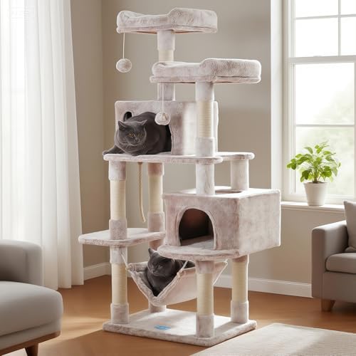 Cat Tree Tower with Sisal Scratching Posts (53.7 Inches / Muchroom)