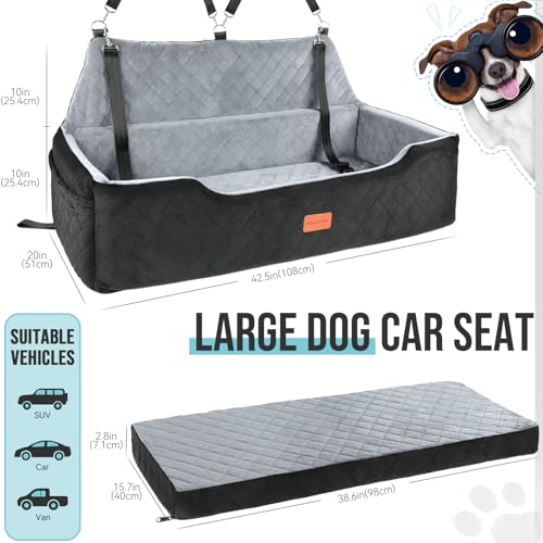 Large Dog Car Seat Under 100 lbs (Black/Grey)