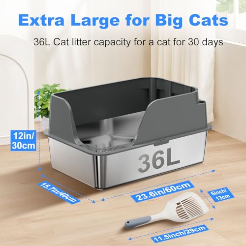 Non Stick Stainless Steel Litter Box (Gray)