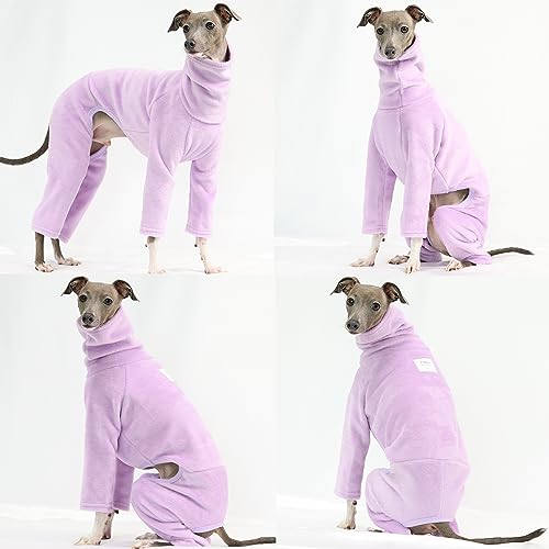 D Doggy Star Italian Greyhound Clothes Sweater Fleece Basic Onesie Whippet for Dog Turtleneck Outfits Coat (2XL / Flc Purple)
