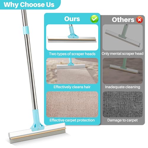 Carpet Rake for Pet Hair Removal (1 PCS[1 Long Handle] / Cyan)