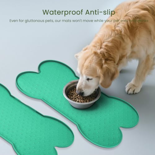 Dog Food Mat Anti (19.4" x 9.8"-2PCS / Green)
