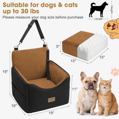 Dog Car Seats for Small Medium Dogs Under 35lbs (Brown / Small/Medium)