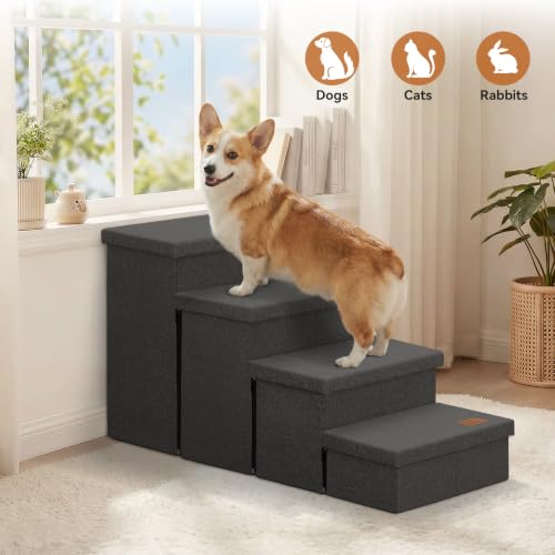 Dog Stairs with Storage (Dark Grey No Condo / 4)