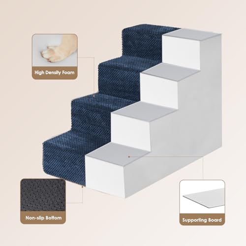 Dog Stairs for Bed 18" H (Navy / Standard 15" x 24" x 18")
