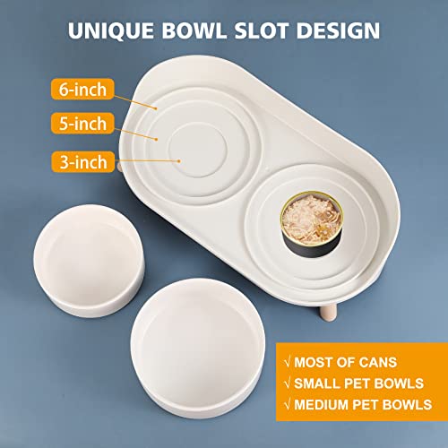 Elevated Ceramic Dog Bowl Set (White / Medium)