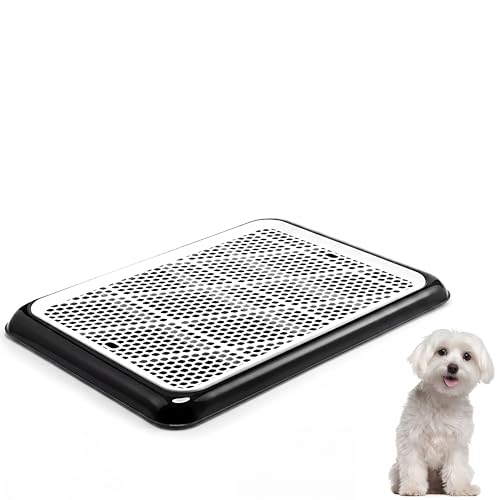 Dog Pee Pad Holder Potty Tray Portable Dog Litter Box Toilet Training for Indoor Outdoor Small Medium Large Pet Puppy (Black / 19.69 x 14.17 Inches)