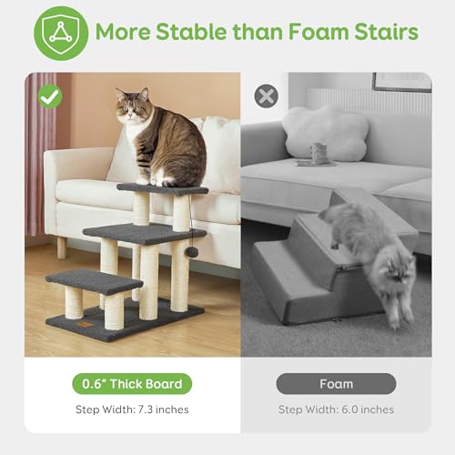 Dog Stairs & Cat Scratching Post Pet Steps for High Beds Couch (3-Steps)