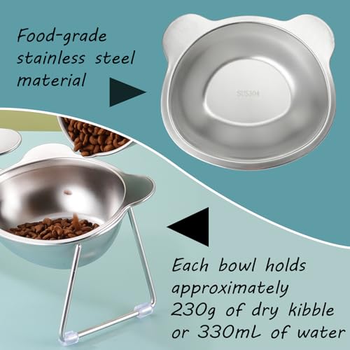 2 Pack Elevated Pet Bowls for Small Cats and Dogs 15° Tilted (2 Pack)