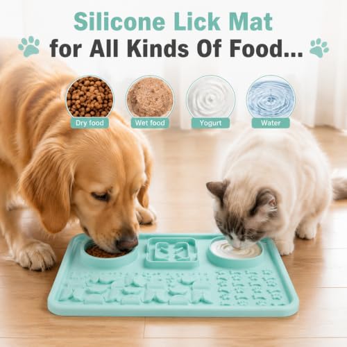 Silicone Dog Slow Feeder Lick Mat with Suction Cups (mint green)