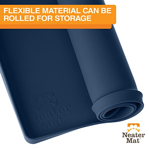 Neater Mat Pet Mats for Food and Water (24"L x 16"W / Dark Blue)