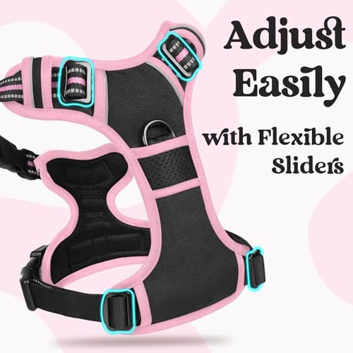 Dog Harness for Large (Large / Black & Pink)
