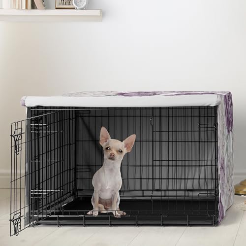 24in. Small Dog Crate Cover (Purple and Ivory Peony / 24.0"L x 20.0"W x 18.5"H)