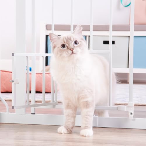 Carlson 29 36.5” Extra Wide Dog Gate with Small Pet Door (White / 29.5-36.5" W x 30" H)