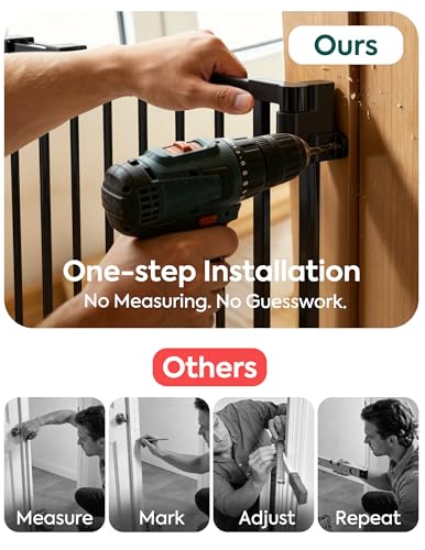 Removable Baby Gate for Stairs No Bottom Bar (Black / 29-43" W, 30" H-Standard)