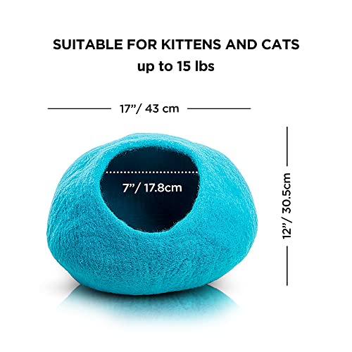 Premium Felt Cat Cave Bed (Blue Plain)