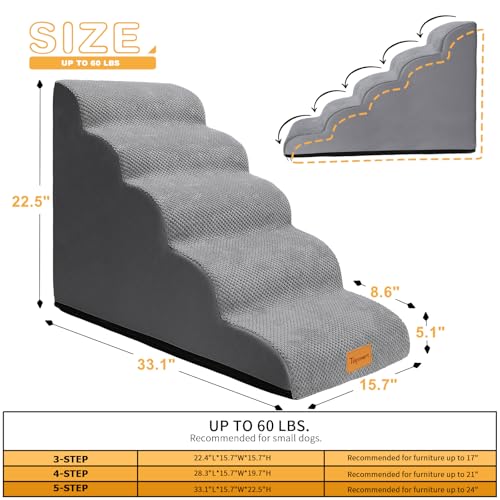 Dog Stairs for Small Dogs (Grey / 33.1*15.7*22.5)