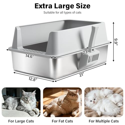 Stainless Steel Cat Litter Box with Lid (Extra Large)