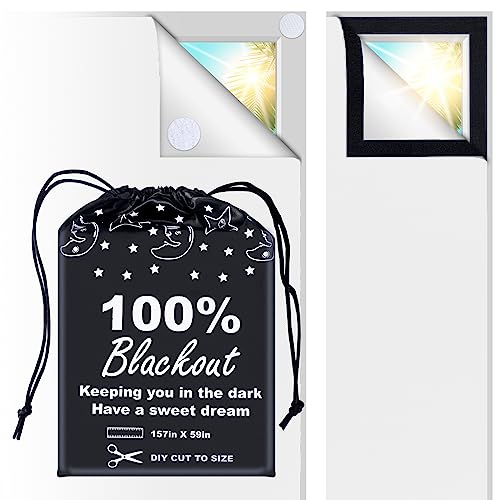 100% Blackout Blind White (White and Silver-grey / 59"W x 157"H)