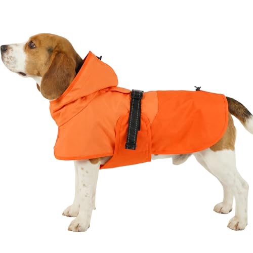 Dog Raincoat Waterproof Rain Jacket with Hood (XL(Back Length19.9") / Orange)